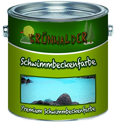 Grünwalder Schwimmbeckenfarbe premium Poolfarbe in Blau Weiß Grün Seegrün Grau Anthrazitgrau Lichtgrau ungiftige, wasserdichte Teichfarbe (2,5 L, Granitgrau)