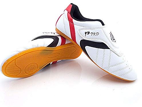 MENG Chaussures de Taekwondo Arts Martiaux Chaussures Sports pour Taï Chi Kong Fu Boxe Karaté Entraînement Unisexe pour Hommes Femmes (Color : White, Size : 41)