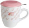 Baroni Home Tazza da tè in Ceramica con Filtro in Acciaio Inox. Tisaniera con Tappo/piattino Colorata Rosa Sweet 13x10x11 cm