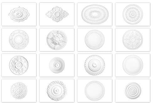 HEXIM Perfect rosette stucco - grand choix de rosettes de plafond en mousse dure de PU, robuste, élément décoratif (B2016-914 x 660 mm) Bordure de lustre médaillon décoration intérieure