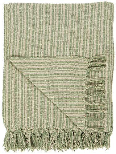 IB Laursen Plaid Decke Sofadecke Bettüberwurf Tagesdecke Creme/Grün Muster Baumwolle 160 x 130 cm 65006-22