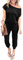YUNDAI Womens Jumpsuits One Piece Casual Off Shoulder Playsuit Short Sleeve Overalls Elastic Waist Stretchy Romper with Pockets X-Large,Black