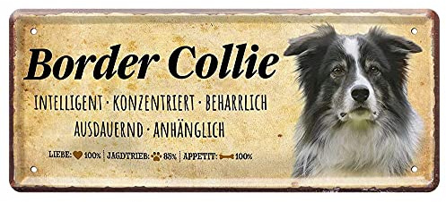 Blechschild Deko Metall-Schild Fun Vintage Spruch 28cm x 12cm Border Collie