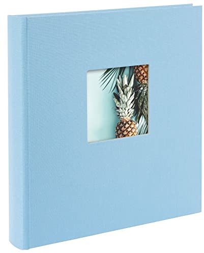 goldbuch 27 729 Bella Vista Fotoalbum mit Bildausschnitt Himmelblau, Erinnerungsalbum im Format 30 x 31 cm, Foto Album 60 weiße Seiten mit Pergamin-Trennblättern, Fotobuch mit Leineneinband, Blau