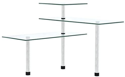 Mogou Küchen-Eckregal 3 Ebenen, Eckschrank, Eckablage, Bücherregal, Schminkregal, Eckwandregal, Bookshelf, Standregal, Hartglas