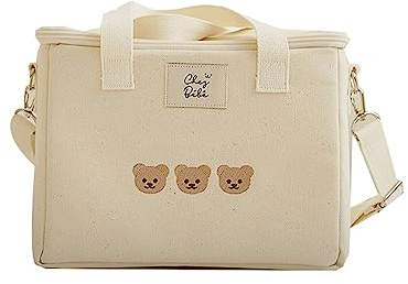 RICHTRUE Kawaii - Lonchera para niñas, con aislamiento, lindas bolsas de almuerzo para mujeres, lonchera aislada para niños (beige)