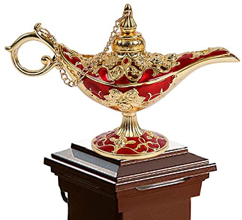 JINGLING Aladin-Lampe - Klassische Lampe,Metall geschnitztes Wunschlicht für Zuhause, zarter Räucherstäbchenhalter Wunderlampe, Partydekoration