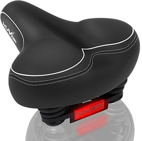 Oversized Bike Seat, Wide Bicycle Seat for Women Men Comfort, Universal Waterproof Bike Saddle Replacement with Safety Reflective Strip for Peloton, Exercise Bikes, Cruiser, City Bikes