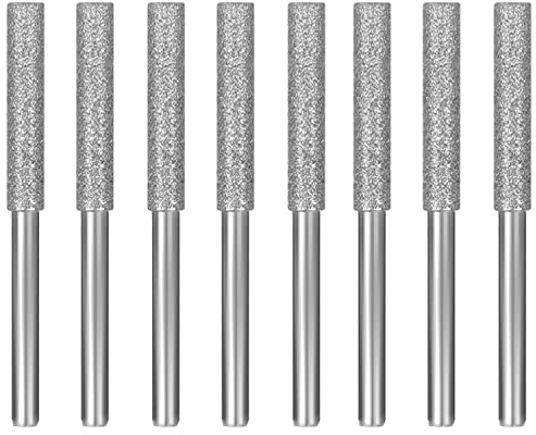 8 Pieces Diamond Chainsaw Sharpener Burr Grinding Stone File Chainsaw Sharpening Jig for Chain Saw, Jewelry, Stone, Wood (4.8mm)