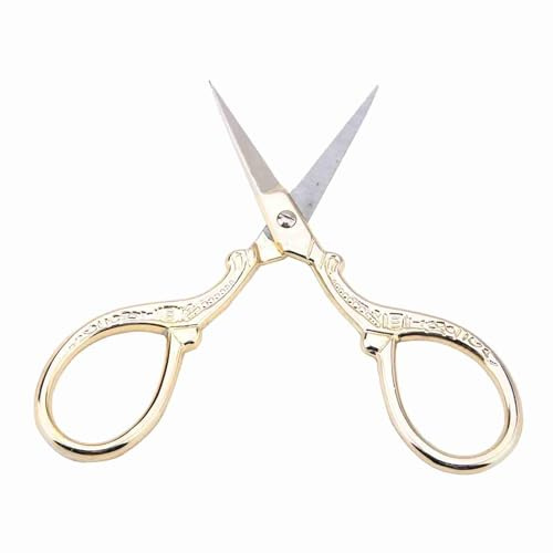 Stickschere für Kreuzstich, antike Gold-Optik, 9 cm für DIY | scharfe Klingen aus rostfreiem Stahl für detailgenaues Schneiden von Garn und Stoff