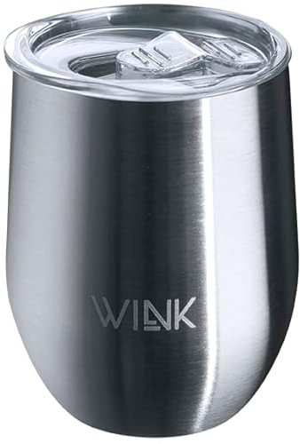 WINK Thermobecher 350ml aus Edelstahl – Auslaufsicher und BPA-frei – Isolierbecher für Kaffee, Tee und Kaltgetränke – Kaffeebecher To Go mit Deckel – Reisebecher für unterwegs - Silber Matt