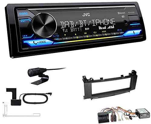 JVC KD-X472DBT 1-DIN Autoradio Bluetooth USB inkl DAB Antenne Einbauset passend für Mercedes-Benz B-Klasse 2005-2011 schwarz Audio 10 inkl Canbus
