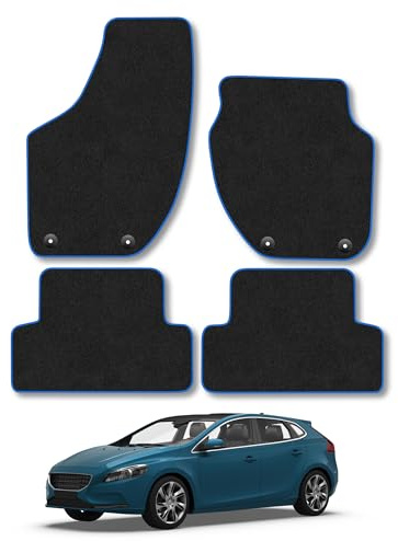 Volvo V40 (2012-2019) [Manual] Carpet Car Mats | Blue Edge Trim Tailored Fit Floor Mats Full Coverage Protection Accessories Easy Clean Anti Slip Made in the UK