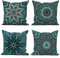 ASDCXZ Kissenbezug Boho 45x45 cm 4er Set, Retro Geometrische Muster Blau Gold Sofa Dekokissen Kissenbezüge Kissenhülle Waschbar Polyester Flachs Textil Outdoor Polster Kopfkissenbezug Kissen Bezug