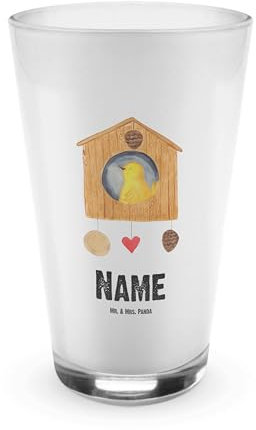 Mr. & Mrs. Panda Personalisiertes Glas Vogel Haus - Personalisierte Geschenke, Familie, Schnapsglas Mit Namen, Trinkglas, Für Heißgetränke Gravur, Weinglas, Castle, Bierglas, Lustige Sprüche, Wohnung