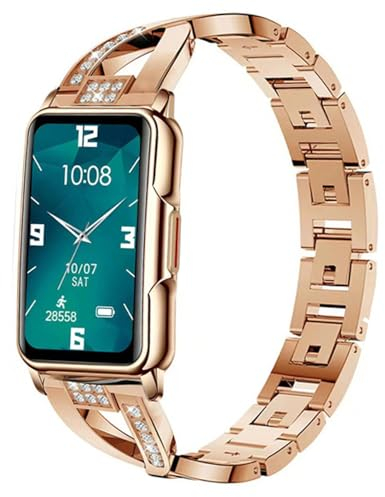 Smartwatch Damen mit Blutdruckmessung Whatsapp Funktion Benachrichtigung Schrittzähler Uhr Damen Smatchwatchuhren mit Herzfrequenzmessung Schlafmonitor Überwachung von Verbrauch Kilometerstand Gold