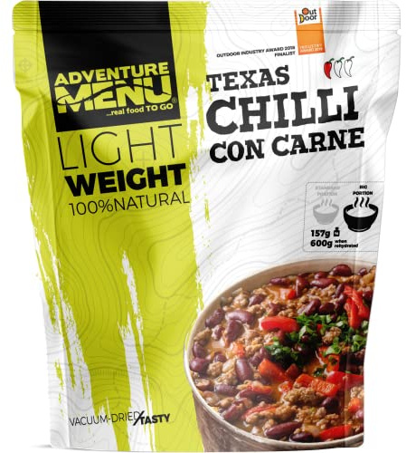 Adventure Menu - Chili con Carne | 157 g (dehydriert), Gourment Mahlzeit XXL für unterwegs & daheim