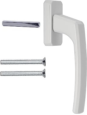 Stahlia ergonomische Fenstergriffe weiß Standard Aluminium 1 Stück Terassentürgriff außen Fenstergriffe Balkontürgriff Rasterolive Griff für Fenster Balkontür Terrassentür Griff Griff Balkontür außen