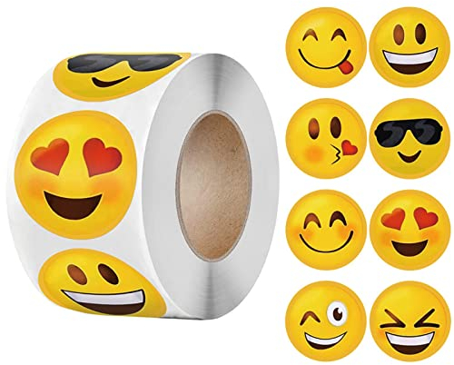 500 StüCk Runde Kinder Smiley-Aufkleber Lehrer Ermutigender Sticker,Belohnungs Etiketten,Motivationsaufkleber FüR Kinder In 8 Designs Gelb