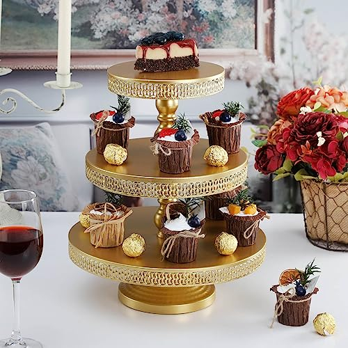 ZYOOO 3 Etagere Tortenständer Gold aus Metall Cupcake Ständer Kuchenständer Cupcakes Desserts für Party Hochzeiten