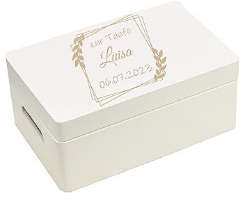 CHICCIE personalisierte Holzbox zur Taufe weiß 30x20x14cm - Erinnerungsbox