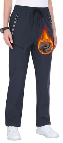 MoFiz Softshellhose Damen Winter Skihose wasserdicht Thermohose Trekkinghose für Wintersport Skifahren und Wander Dunkelgrau XL