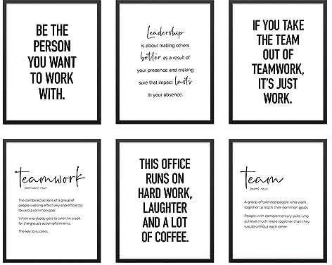Modernes Büro Wandkunst Motivierende Poster Set von 6 Bürodekor für Frauen Lustige Team Poster Teamwork Inspirierende Wandkunst Positive Moderne Dekor Poster Leinwand Druck ungerahmt