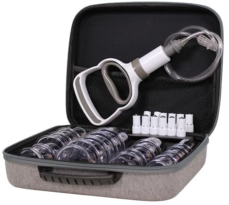 PREMIUM SCHRÖPFGERÄT [20 Stück] mit Schröpfköpfe und Vakuumpumpe im hochwertigem Koffer