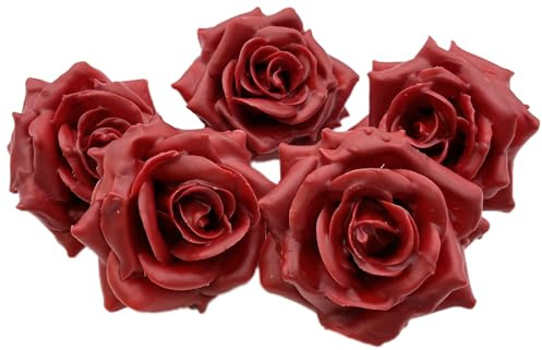 Fangblatt - Wachsrose - wundervolle künstliche rote Rose aus Wachs - für Gestecke, Tischdekoration, Grabschmuck - Durchmesser ca. 10 cm (5)