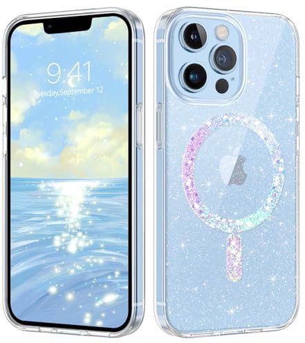 GaoBao iPhone 13 Pro Case, Mobile Phone Case iPhone 13 Pro, Clear Glitter Compatible with MagSafe Shockproof Protective Case, Soft TPU Gel Magnetic Case for iPhone 13 Pro 6.1 Inch, Transparent