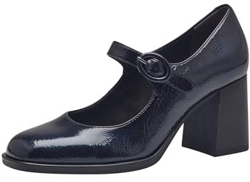 Tamaris Damen Pumps Blockabsatz Vegan; Navy PATENT, EU 37