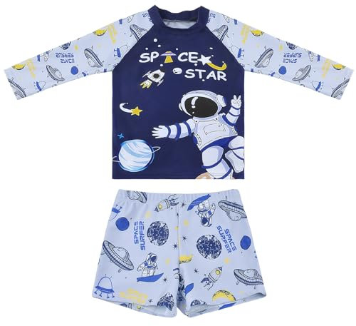 Trajes de Baño de Manga Larga Conjuntos Rashguard Bañador Protección Solar Ropa de Baño para Niños de 2 a 12 Años (6-8 Years, LA526-Grey)