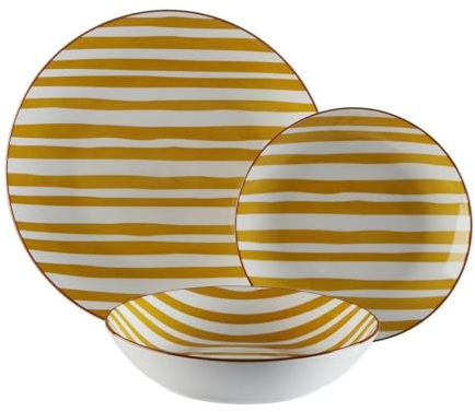 Versa Service de table Venise 18 pièces jaune porcelaine