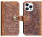 Rmawrad Wallet case Compatible iPhone 15 pro Max Real Leather 6.7 in Case,Genuine Leather Detachable Shockproof Case,Flip Folio Cover with Card Slot,Flower Brown