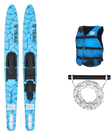 Mesle Wasser-Ski Set Strato 170 cm mit Weste Sportsman + Leine Set, Anfänger und Fortgeschrittene Combo-Ski Ausrüstung für Jugendliche und Erwachsene, Farben: blau, Lime, rot