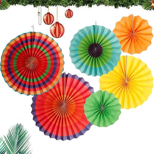 Papierfächer-Dekorationsset, Pom-Pom-Deckenventilator, Karneval, Mexikanische Feiertagsdekoration, Geeignet Für Partys Hochzeiten Geburtstage Weihnachten Thanksgiving (Fünf Farben)