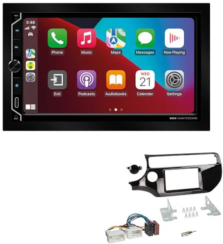 ESX VMX700DAB 2-DIN Autoradio kompatibel mit Wireless Apple CarPlay Android Auto Bluetooth DAB+ passend für KIA Rio III ab 2015 Klavierlack schwarz