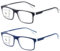 Missfive 2 Pack Gleitsichtbrille Herren Gleitsicht Lesebrille Multifokale Blaulichtfilter Vollrand Raumcomfort-Brillen Mit Federscharniere (Schwarz&Blau, Nähe-Mittlere Entfernung, 3.0x)