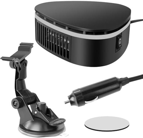 AVCXEC Auto Heizung, 12V/120W Auto Heizlüfter, 2 in 1 Tragbare Autoheizung Defroster, 360°Drehung Winter Auto Defroster Demister, Wenig Lärm, mit Saugnapfhalterung, Zigarettenanzünder-Stecker, für KFZ