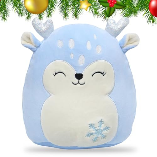 Zkaoai Elch Kuscheltier, 20cm Kuscheltier Weihnachten, Rentierkuscheltier Plüsch Elch Squishmallow Weihnachten, Rentier Plüschtier REH Squishmallow für Mädchen Weihnachtskuscheltier Dekoration