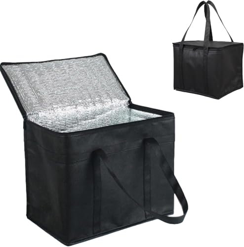 HEVIBK Bolsa Isotérmica de Alimentos, Bolsa Nevera Térmica de 30 L, Negro, Resistente al Agua, Aislada, Ideal para Pícnic y Acampada