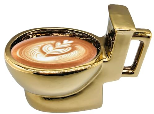 Toilettenbecher Keramik 12oz Poop Tasse Neuheit Toilette Becher Kaffeetasse Getränke Tasse mit verstecktem Poop in Gag Geschenk für Streich Aprilscherzes Tag Goldener Poop -Becher