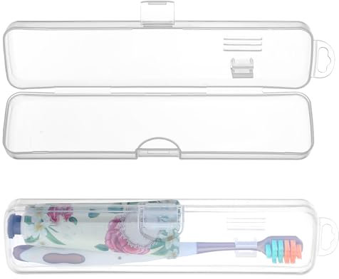 ElevateTech Custodia da viaggio per spazzolino da denti, 2 pezzi, formato da viaggio, portatile, trasparente, contenitore per spazzolino da denti e dentifricio, in plastica rigida, trasparente, per
