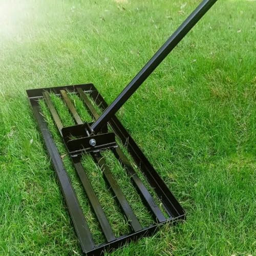 INREPRO Rastrillo de nivelación de césped 76.2 * 25.4 cm Rasqueta niveladora de césped con Mango Herramienta de Nivel de Tierra para Patio, jardín