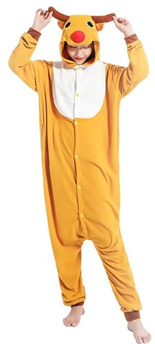 Meaunzyl Pigiama Intero Donna Caldo Cotone in Pile Flanella Felpe con Cappuccio Tuta Donna Completa Carnevale Animali Pigiama Curvy Morbido E Soffice Costume Carnevale Pigiami Natalizi Famiglia