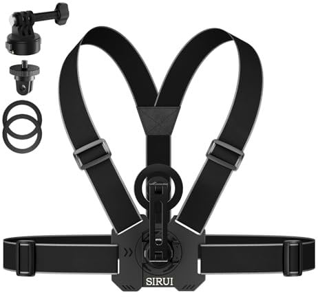 Sirui Quick Release Chest Mount for Action Camera & Phone, Magnetic Adjustable Camera Body Strap with Metal Rings, Body Phone Holder for POV, AM-AC02