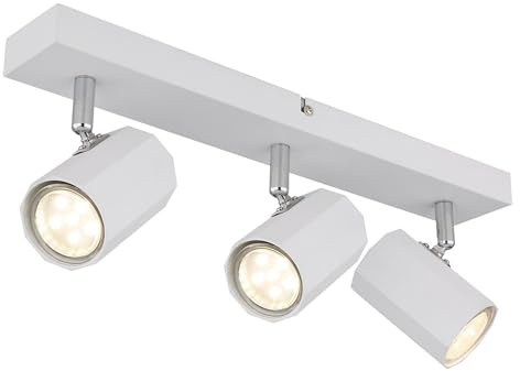 Ceiling Spotlight 3-Bulb GU10 Ceiling Light White Living Room Swivelling Aluminium Metal 3x GU10 39 x 6 x 14.5 cm