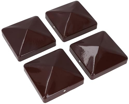 Metal Fence Post Caps for Fence Posts 100mm x 100mm Protector Cover Brown 4pc