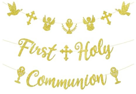 Erstkommunions-Dekorationen, Konfirmationsdekorationen, Kommunion-Dekorationen für Jungen, 1. Heilige Kommunion, Banner, Taufdekoration, 1. Kommunion, Party-Dekorationen für Jungen, Mädchen, Kinder