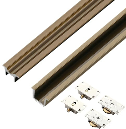 Peakjune Sliding Door Track,Sliding Door Kit Track Rail,Pocket Door Track,Aluminium Sliding Door Track,Wardrobe Sliding Door Track Kit,Smooth Operation,For Home Office Bedroom Kitchen